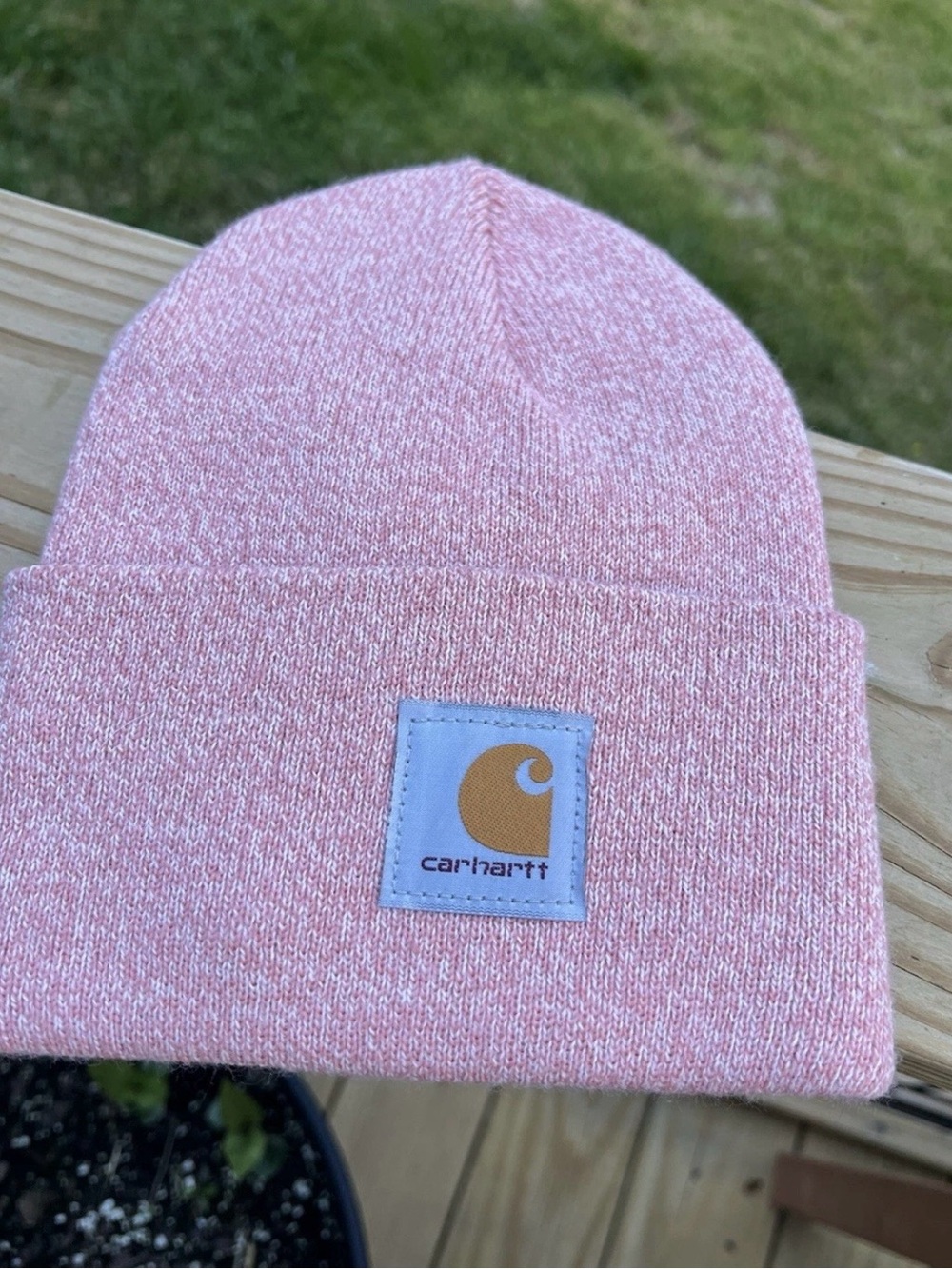 NEW Carhartt Women's Beanie Hat Pink Acrylic Cuffed Logo OS